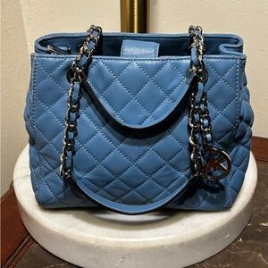 Michael Kors Blue Quilted Chain Shoulder Bag